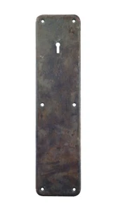 Antique 12 in. Bronze Door Push Plate with Keyhole - Picture 1 of 2
