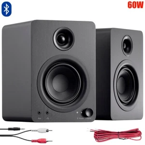 Pair 60W Computer Speakers Powered Active w/ Bluetooth Stereo Audio Desktop PC - Picture 1 of 6