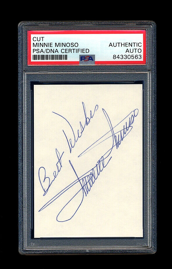 MINNIE MINOSO SIGNED MINT CUT PSA/DNA AUTOGRAPHED CHICAGO WHITE SOX NEGRO LEAGUE - Image 1 of 1