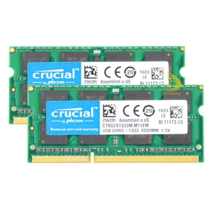 Crucial 2x 8GB 2Rx8 PC3-10600S DDR3-1333Mhz SODIMM mémoire portable RAM 1.5V - Picture 1 of 9