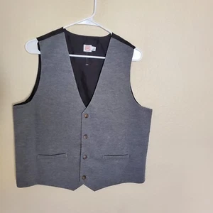 Wonder Nation Boys Dress Vest Size 16 Husky Gray/Black Bottons Front. - Picture 1 of 15