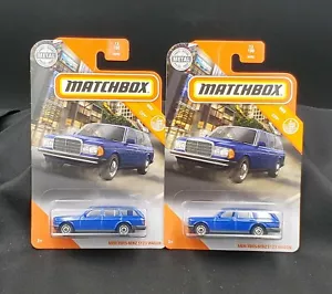 2020 Matchbox Mercedes Benz S123 Wagon #13 Blue - Set of 2 - Picture 1 of 3
