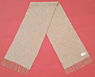 BUFANDA LARGA CON FLECOS VINTAGE VICTORIA LANA DE CORDERO MARFIL MACIZO 100 % LANA PARA HOMBRE Foto 1 de 3