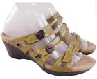 Romika Woman Sandals Wedges Strapy Green Leather Buttons Size  40/9.5-10