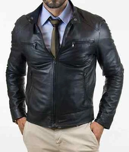 Schwarze Lederjacke für Herren reines Lammleder Biker Moto Gr. XS S M L XL XXL - 171 - Bild 1 von 11