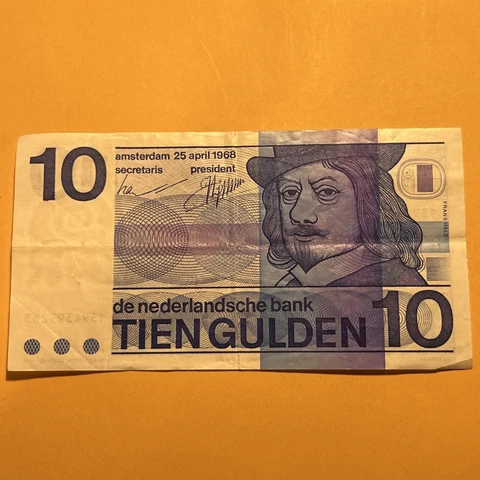 Netherland Dutch 10 Gulden Current Circulated Paper Money - Dated 1968 Cover