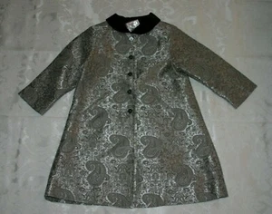 Gymboree PRIM AND PROPER Silver Brocade Dress Coat with Velvet Collar NWT 4 5 - Picture 1 of 2