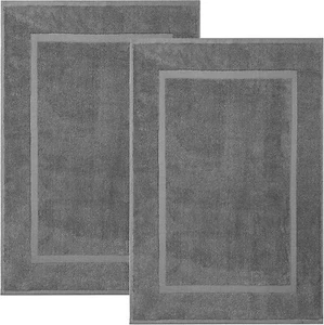 2 Pack Luxury Grey Bath Mat Floor Towel Set Cotton 22x34 Grey Lint Free New - Picture 1 of 1