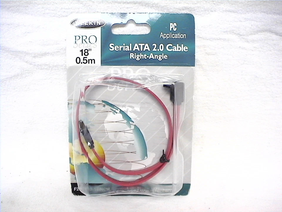 1 NEW BELKIN SERIAL ATA 2.0 RIGHT ANGLE CABLE F2N1169 18 INCHES LONG - Image 1 of 1
