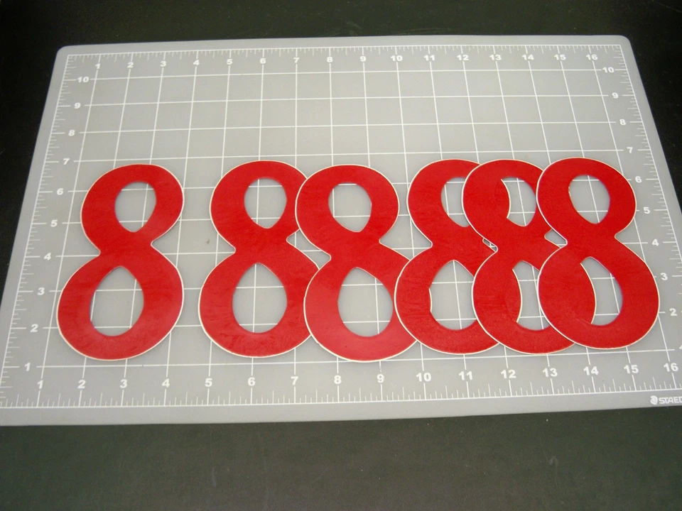 8 号贴纸 6 英寸红色乙烯基 10 数量比赛评分免运费 — 第 1/1 张图片