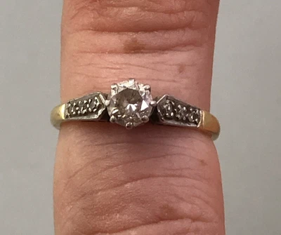 Art Deco Bravingtons 18CT Yellow Gold & Diamond Ring 0.46ct UK K AIEZX - Image 1 of 4