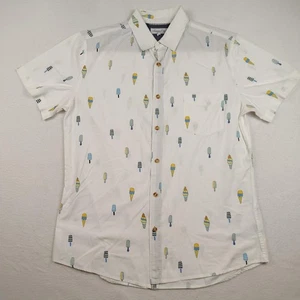 Sovereign Code Shirt Mens Medium White Ice Cream Print Short Sleeve Button Up - Picture 1 of 8