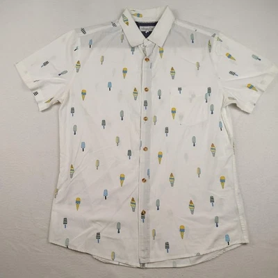 Sovereign Code Shirt Mens Medium White Ice Cream Print Short Sleeve Button Up - Image 1 of 4