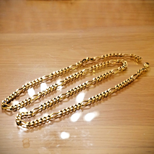 Collana Christian Dior Couture catena maglia Figaro placcata oro 90 cm 35 pollici