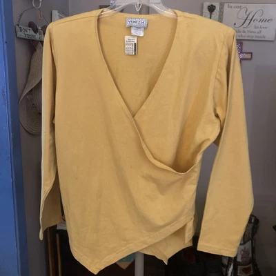 Camisa Top Venezia Imitación Envolvente Mujer Talla 18/20 Amarilla Manga Larga De Colección Nueva Con Etiquetas Foto 1 de 4