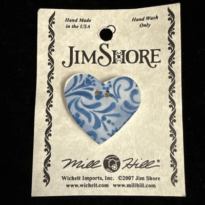 Mill Hill Jim Shore Button - Blue Heart - NOS Rare - Image 1 of 4