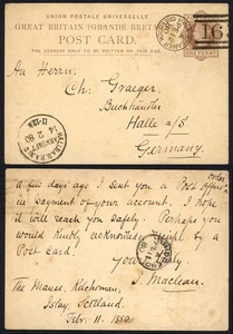 1980 1d Postkarte nach Deutschland mit Iona Dampfer Greenock Stempel RAR - Bild 1 von 1