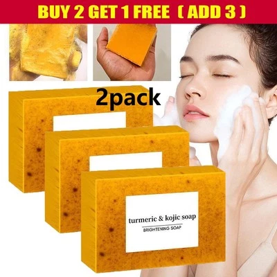 2-Pack Turmeric & Kojic Acid Brightening Soap - Skin Whitening & Acne Treatment