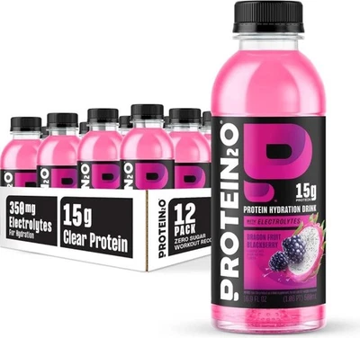 Protein2o Dragonfruit Blackberry Protein Bebida Hidratante 16.9oz | Paquete de 6 20g Pro Foto 1 de 4