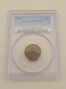 1920 PCGS MS63RB Lincoln Wheat Penny Cent 1c - Picture 1 of 6