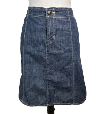 Eddie Bauer 裙子,尺寸 10 牛仔牛仔裤及膝 A 字休闲温和口袋西部 — 第 1/4 张图片