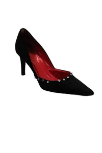 Judith Leiber Womens Crystal Detail Pointed Toe Slip On Pumps Black Size 7B - Picture 1 of 6