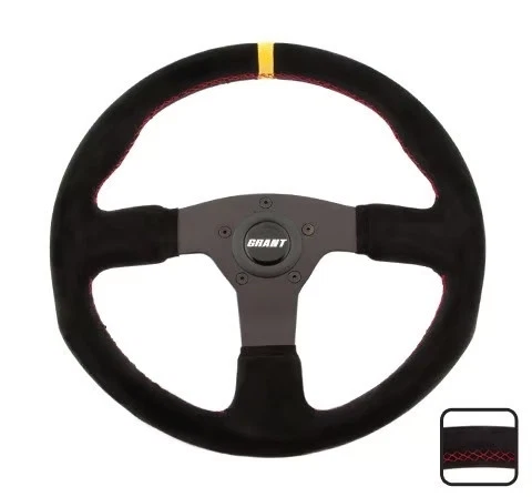 Grant 8547 Steering Wheel - Suede Series - 13-3/4 in - 3 Spoke - 1 in Dish - - Image 1 of 1