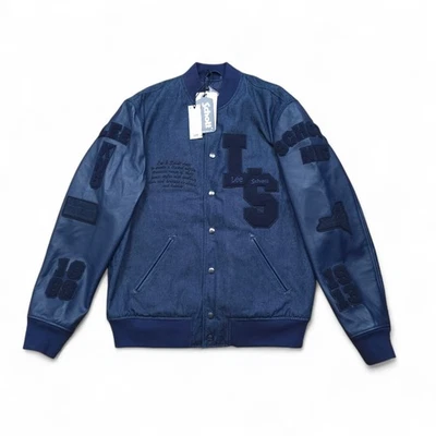 Schott Lee Jacket Cowhide Leather Denim Varsity Jacket Mens Size XL Varslee - Image 1 of 4