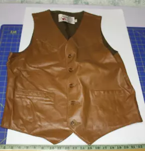 Gilet in pelle vintage anni 70 Sears The Leather Shop foderato in nylon 44T - Foto 1 di 6