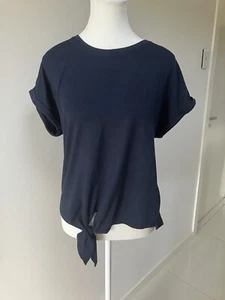 Just Jeans Navy Short Sleeve Tie Front Top Size S - Picture 1 of 8