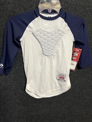 Camisa McDavid 7630 Youth Hex Pad Sternum Raglán Manga 3/4 S NUEVA Blanca/Azul Marino Foto 1 de 4