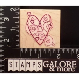 Rubber Stamps VALENTINES LOVE HEART SWIRLS FLOURISH #1637 - Picture 1 of 2