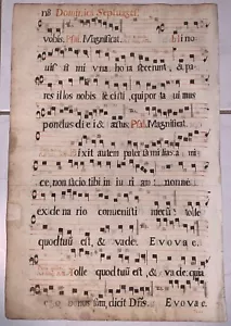 Gregorianischer Gesang Pergament Notenblatt in Latein (Dominica Septuagfimae) - Bild 1 von 5