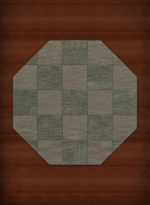 Green Transitional Hand Hooked Checkered Squares Grid Area Rug Checked DV15 - Image 1 of 2