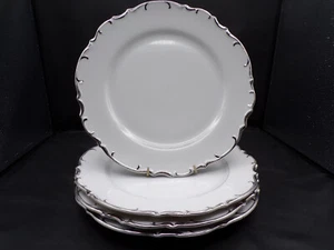 4 Vintage Fine China Adel Japan Speiseteller überbackener Silberrand 10,5" F25 - Bild 1 von 13