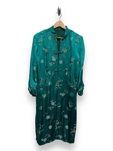 Green Silk Cheongsam Changsham Jacket Small - Traditional Eastern Asian Fashion - Picture 1 of 4