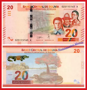 BOLIVIA 20 Bolivianos 2018 Pick 249 SC / UNC - Imagen 1 de 1