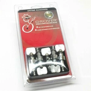 Grover Chrome Square Pearloid Button Planetary Gear 5-string Banjo Tuners 122C5 - Picture 1 of 3