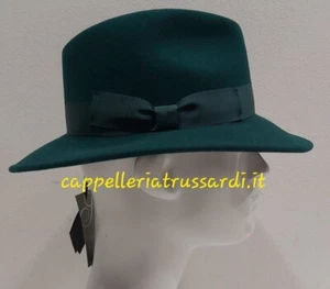 CAPPELLO FELTRO LANA VERDE BOTTIGLIA TESA LARGA MADE IN ITALY - Imagen 1 de 4