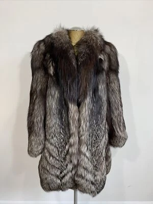 狐狸毛皮复古银色夹克冬季外套婴儿推车披肩领 — 第 1/4 张图片