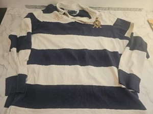 Mens Polo Golf Club Long Sleeve Collared Striped Shirt Size 2XL Blue White - Picture 1 of 10
