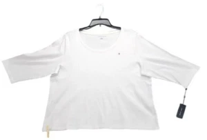Tommy Hilfiger Women’s Plus Size 3/4-Sleeve Cotton Striped Flag Tee Size 2X M262 - Picture 1 of 7