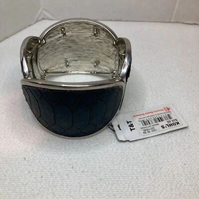 Новый с этикеткой Apt. 9 Silvertone синий искусственной кожи змея печать большой костюм браслет - Изображение 1 из 4