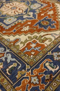 Oushak Hand Knotted Heriz Design Rug living room Rust Checkered Rug Carpet - Picture 1 of 4