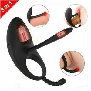Rechargeable Silicone Vibrating Penis Cock Ring Enhancer Sex Toys For Men Couple