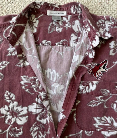 VINTAGE ANTIGUA Sport mens XL Phoenix Coyotes Hawaiian Button Up Shirt Cover