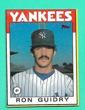 (1) RON GUIDRY 1986 TOPPS # H YANKEES  BOX BOTTOM GOOD  CARD (F3831)  