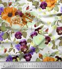 Soimoi Cotton Poplin Fabric Rose|Pansy & Anemone Flower Print Sewing-j9y