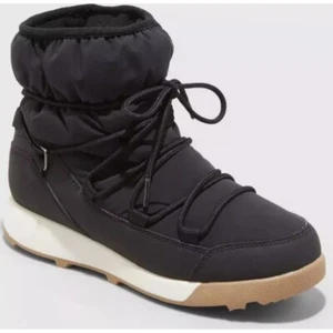 All in Motion Puffer Booties Winter Snow Boots Thermolite EcoMode Black Size 8 - Picture 1 of 12