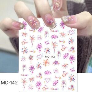Colorful Blossom Fireworks Nail Stickers Adhesive Decals  Manicure DIY